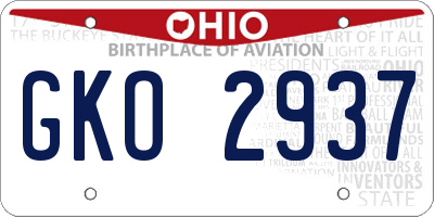 OH license plate GKO2937