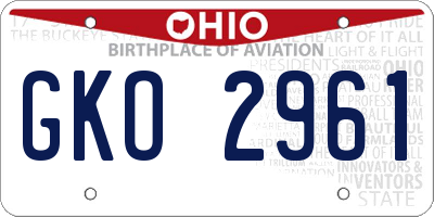 OH license plate GKO2961
