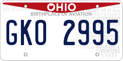 OH license plate GKO2995