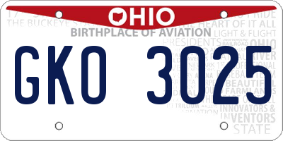 OH license plate GKO3025