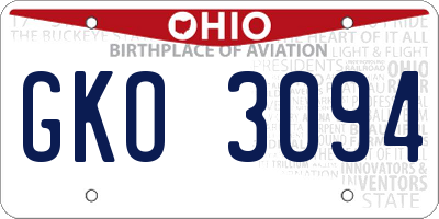 OH license plate GKO3094