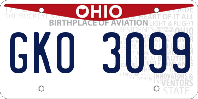 OH license plate GKO3099