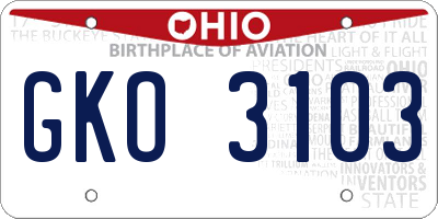 OH license plate GKO3103