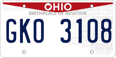 OH license plate GKO3108