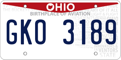 OH license plate GKO3189