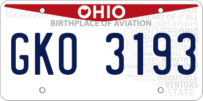 OH license plate GKO3193