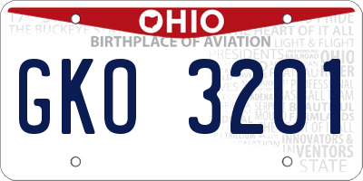 OH license plate GKO3201