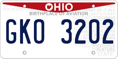 OH license plate GKO3202