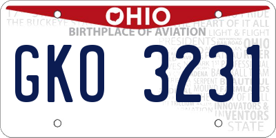 OH license plate GKO3231