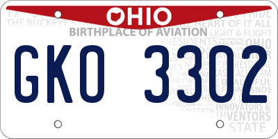 OH license plate GKO3302