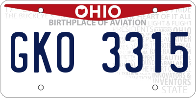 OH license plate GKO3315