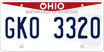 OH license plate GKO3320