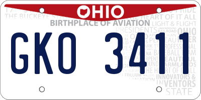 OH license plate GKO3411