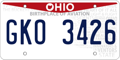 OH license plate GKO3426