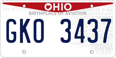 OH license plate GKO3437