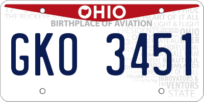 OH license plate GKO3451