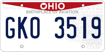 OH license plate GKO3519