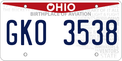 OH license plate GKO3538