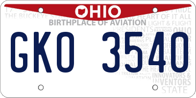 OH license plate GKO3540