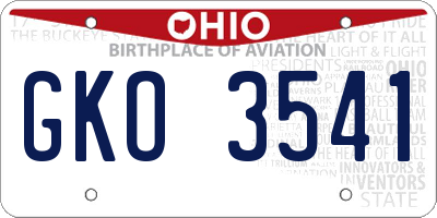 OH license plate GKO3541