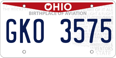 OH license plate GKO3575