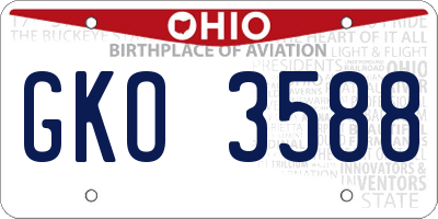 OH license plate GKO3588