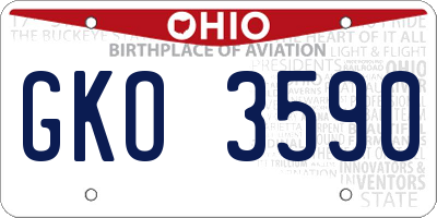 OH license plate GKO3590