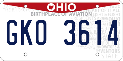OH license plate GKO3614