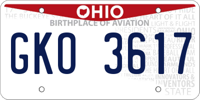 OH license plate GKO3617