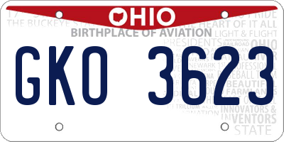 OH license plate GKO3623