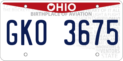 OH license plate GKO3675