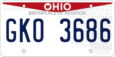 OH license plate GKO3686