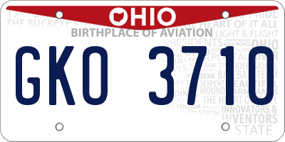 OH license plate GKO3710