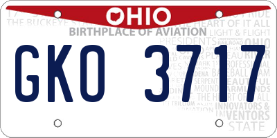 OH license plate GKO3717