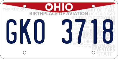 OH license plate GKO3718