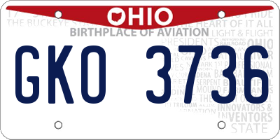 OH license plate GKO3736