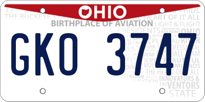 OH license plate GKO3747