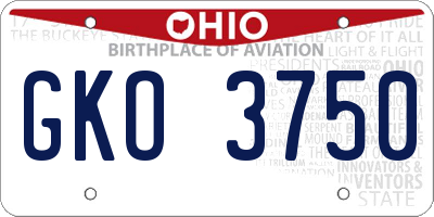 OH license plate GKO3750
