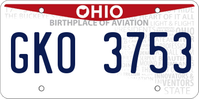 OH license plate GKO3753