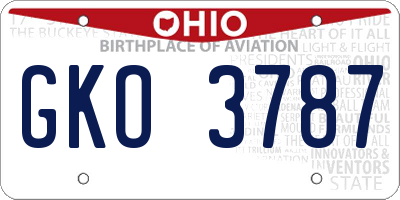 OH license plate GKO3787