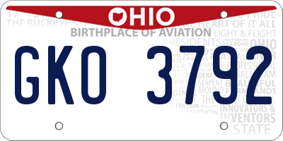 OH license plate GKO3792