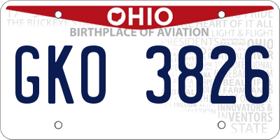 OH license plate GKO3826