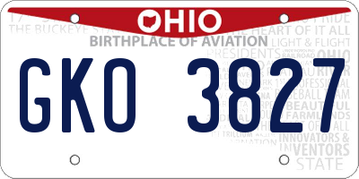 OH license plate GKO3827