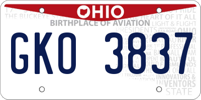 OH license plate GKO3837