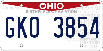 OH license plate GKO3854