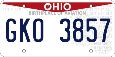 OH license plate GKO3857