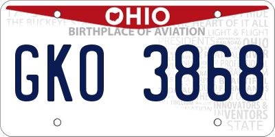 OH license plate GKO3868