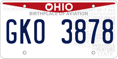 OH license plate GKO3878