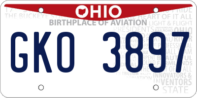 OH license plate GKO3897