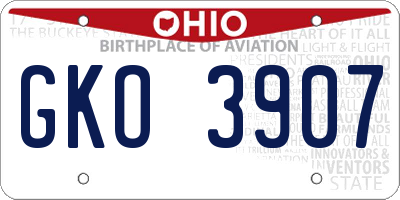 OH license plate GKO3907